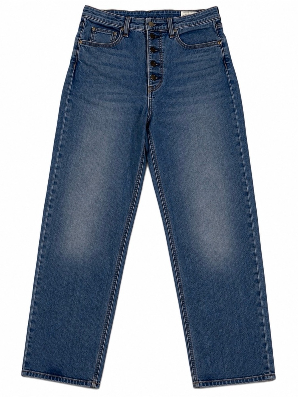 rag & bone Jane High-Rise Cigarette Button-Fly Jeans Medium Blue Wash Size 32